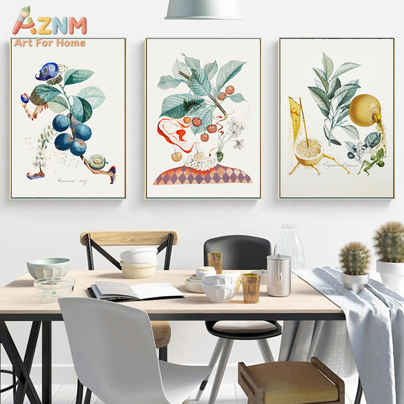 Vintage Things Collection - AZNM Surreal Botanical Fruit Figure Canvas